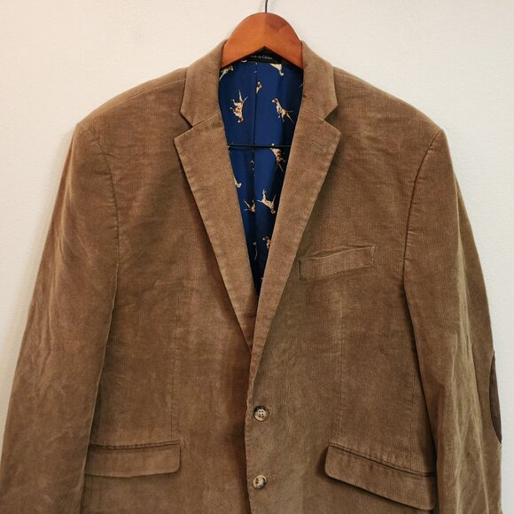 LRL Ralph Lauren Brown Corduroy Sport Coat Jacket Blazer 46R Elbow Patch Dog - Picture 7 of 16